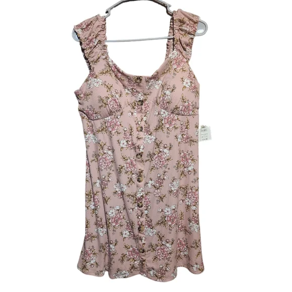 No Boundaries NWT XL pink floral sleeveless dress - Picture 1 of 5